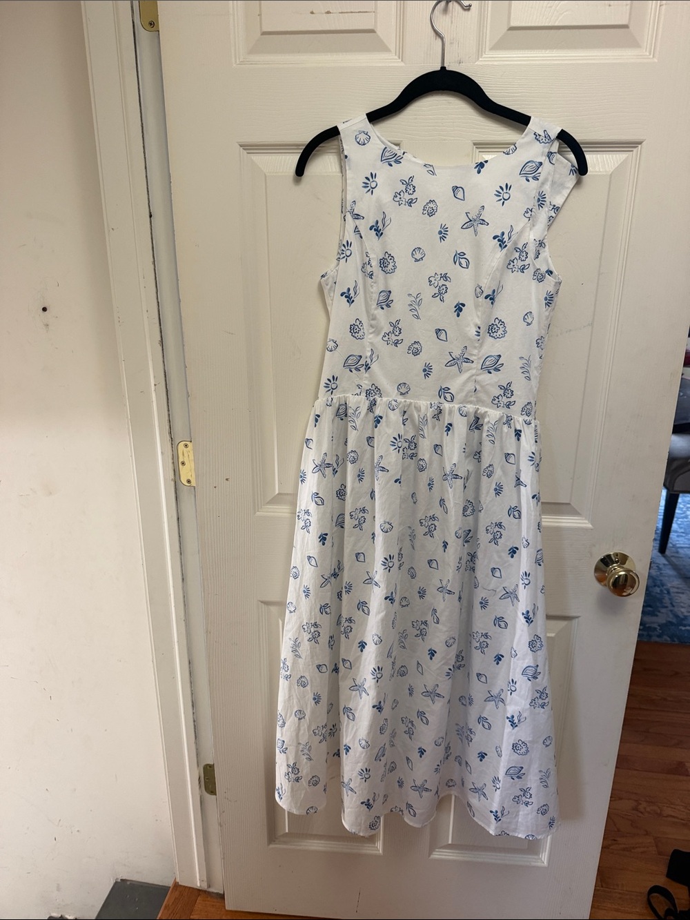 Wayf White Dress with Blue Floral Print